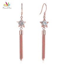 Peacock Star Solid 925 Sterling Silver Dangle Drop Star Hook Earrings Rose Gold Color Jewelry CFE8144 2024 - buy cheap