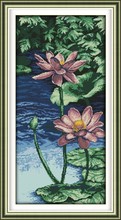 Purple Lotus Flowers Cotton Canvas Cross Stitch Kits Art Crafts Accurate Printed Embroidery DIY Handmade Needle Home Decor 2024 - buy cheap