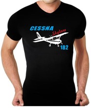 Maglia-Camiseta de manga corta para hombre, Camisa de algodón, con diseño de Aeroplano, aeronáutico, piloto, Cessna 182, Skylane, 2019 2024 - compra barato