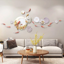 Relógios de parede de alto luxo, decoração de hotel, casa, sala de estar, sofá, plano de fundo de tv, parede de resina, flor, peixe, mural de arte 2024 - compre barato