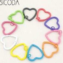 SICODA 30pcs  multi colors DIY keyrings 30mm metal heart painting rings candy color jewelry findings 2024 - buy cheap