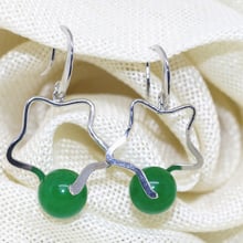 Pendientes colgantes con forma de estrella para mujer, calcedonia, jades de moda, redondos de 10,12mm, gota de oreja de piedra verde, joyería B1757 2024 - compra barato