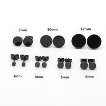 ag08 Titanium black-cololr 3mm to 12mm Stud Earrings 316l Stainless Steel Earring IP Plating No Fade Allergy Free 2024 - buy cheap