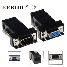 Kebidu, пара переходников VGA, Удлинительный шнур, штекер или гнездо в Lan Cat5 Cat5e, адаптер Ethernet RJ45 для ПК, ноутбука 2024 - купить недорого