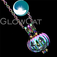 R-C389 Rainbow Colors Pumpkin Lantern Beads Cage Pendant Essential Oil Diffuser Aromatherapy Pearl Cage Locket Necklace 2024 - buy cheap