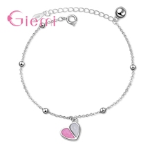 Special Design with Different Color Half of Heart 925 Sterling Silver Bracelet For Women Wedding Jewelry Birthday Gift 2024 - buy cheap