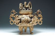 Chinese dragons carved hollow brass three legs the ancient beast incense burner 2024 - buy cheap