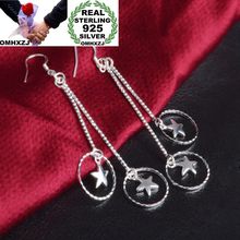 OMHXZJ Wholesale Personality Fashion OL Woman Girl Party Wedding Silver Hoop Star Tassel 925 Sterling Silver Earrings YE322 2024 - buy cheap