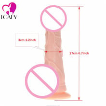 3 Sizes realistic  Dildo, Waterproof Flexible realistic penis with textured shaft and Suction cup Sex toys for women 2024 - buy cheap