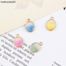 DIY Jewelry Accessories Oil Drop Alloy Ellipse Double Color Pearlescent Earrings Bracelet Necklace Material Pendant 10 pcs 2024 - buy cheap