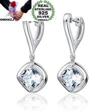 OMHXZJ-pendientes de plata de ley 925 cuadrados para mujer, aretes con personalidad, a la moda, para fiesta, boda, color blanco, YE353 2024 - compra barato