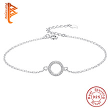 Wholesale 5pcs 925 Sterling Silver Link Chain Bracelet Forever Clear CZ Circle Round Charm Bracelet for Women Fashion Jewelry 2024 - buy cheap