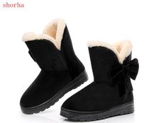 Clássico botas de inverno botas de neve de algodão feminino pele quente palmilha de pelúcia alta qualidade mais veludo grosso botas de algodão quente 2024 - compre barato