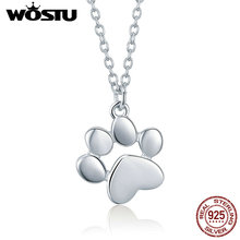 WOSTU High Quality 925 Sterling Silver Cute Dog Footprints Link Pendant Necklace For Women Girlfriend Lovely Jewelry Gift CQN275 2024 - buy cheap