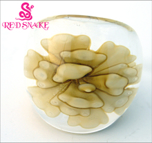 RED SNAKE Fashion Ring Handmade Desert green flower drawing Transparent Murano Glass Rings 2024 - buy cheap