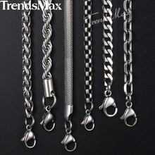 Trendsmax 5/6mm collar hombres de cuerda de acero inoxidable serpiente caja de enlace cubano cadena 2020 largo de moda de collares para hombre, joyería 18-36 "KNN2 2024 - compra barato