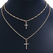 Bing Tu, золотой, серебряный цветной многослойный ожерелье с цепочкой, простой кристалл, крест, подвески, чокеры, ожерелья для женщин, ювелирные изделия в богемном стиле 2024 - купить недорого