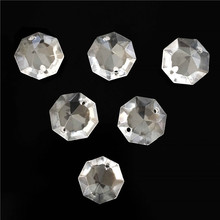 100pcs/Lot 14mm Crystal Octagon Beads Point Back With 2 Holes Crystal Chandelier Feng Shui Prism Beads For Home Wedding Decorati 2024 - buy cheap