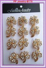 free shipping!!(120pcs/lot)Gold Color clear crystal rhinestone mini flower brooch pin!! 2024 - buy cheap