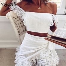 Yojoceli 2019 summer lace crochet blouses shirt off shoulder party club lace blouses female blusas shirt tops 2024 - buy cheap