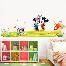 Lovely Mickey Minnie Wall Stickers Kindergarten Kids Room Bedroom Home Decoration Diy Cartoon Animal Mural Art Girls Wall Decals 2024 - buy cheap