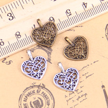 192 pçs joias pingentes vazados coração adorável 16x14mm antigos banhados a prata faça você mesmo joias tibetanas de prata 2024 - compre barato