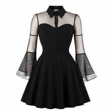 Gothic Black Summer Dress Women 2022 Elegant High Waist A-Line Dress Vestido Casual Goth Party Dresses 2024 - buy cheap