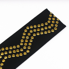 Cinta elástica con cuentas doradas y negras, accesorios de costura para Estilo Steampunk de cinturón para ropa, 59mm, 10yd/T1246 2024 - compra barato