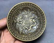 Elaborate Chinese  Traditional Old-style Traditional Copper Auspicious Dragon And Phoenix Statue Plate 2024 - buy cheap