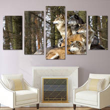 Modern Canvas HD Prints Poster 5 Pieces Wolf Pack Pictures Animal Paintings Modular Wall Art Framework Living Room Home Decor 2024 - buy cheap