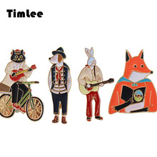 Timlee X270 Free shipping Cartoon Popular Fox Dog Cat Rabbit Pencil Brooch Pins,Fashion Jewelry Wholesale 2024 - buy cheap