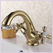L15065 - Luxury Deck Mounted Gold Color Brass Material Hot & Cold Water Double Handle Cabinet Faucet 2024 - купить недорого