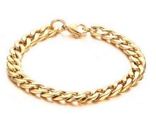  gold/ rose gold choose Stainless Steel Curb NK  Chain Bracelet Fashion Women Men Casual/ sporty Jewelry  8mm 8.6'' 2024 - buy cheap