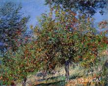 Árboles de manzana sobre lienzo, pintura de Claude Monet pintado a mano de alta calidad, regalo artístico 2024 - compra barato