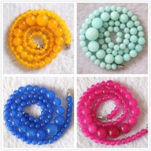 Hot sale multicolor jades stone chalcedony 6-14mm round beads diy fashion jewelry necklace making 18"B624 2024 - buy cheap