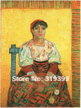 100% reproducción de pintura al óleo hecha a mano de Vicent Van Gogh, mujer italiana (agotina Segatori), calidad de museo, DHL o FeDeX gratis 2024 - compra barato