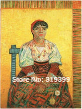 100% reproducción de pintura al óleo hecha a mano de Vicent Van Gogh, mujer italiana (agotina Segatori), calidad de museo, DHL o FeDeX gratis 2024 - compra barato
