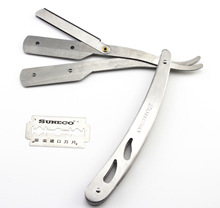 1set Men Straight Barber Edge Steel Razors Folding Shaving Knife Hair Removal Tools with 10pcs razor blade 2024 - buy cheap