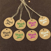 200Pcs 4cm  Kraft Paper Thank You Gift Tags with 200pcs string Wedding Favors Party Accessories Christmas DIY Wedding Vintage We 2024 - buy cheap