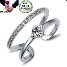 OMHXZJ-anillo abierto de circonia blanca AAA para hombre y mujer, moda europea, regalo de boda, 18kt, blanco, oro rosa, amarillo, RR495 2024 - compra barato