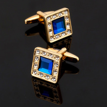 New trendy square geometric cufflinks buttons gifts Fashion silvery golden rhinestone crystal twins cufflinks mens shirt jewelry 2024 - buy cheap