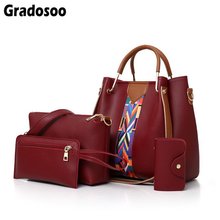 Gradosoo 4 Pcs/set Women Handbag Messenger Bags For Ladies Fashion Shoulder Bag Lady PU Leather Casual Shopper Tote Bags LBF435 2024 - buy cheap