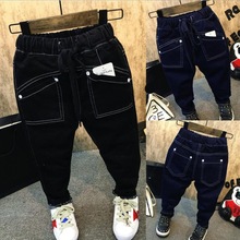 Boys Pants Winter Kids Jeans Elastic Waist Stretch Denim Clothes Children Trousers For 2 to Years Boy Thick Fleece Jean Pants 2024 - buy cheap