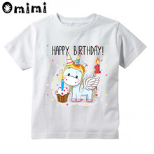 Kids Happy Birthday Unicorn Design T Shirt Boys/Girls Great Kawaii Short Sleeve Tops Children's Funny Numbers T-Shirt,ooo3048 2024 - buy cheap