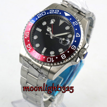 Relógios mecânicos de marca de luxo, relógios masculinos automáticos pretos estéril, moldura azul e vermelha, vidro de safira 2024 - compre barato