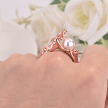 Кольцо с белым жемчугом Русалочки, кольцо с покрытием из розового золота в европейском и американском стиле 2024 - купить недорого