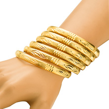 Dubai-brazaletes de joyería para mujer, Color dorado, joyería etíope, brazaletes africanos, regalos para mujer, 6 unids/lote 2024 - compra barato