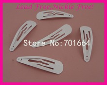 20PCS White 7.0cm 2.75" Tear Drop Plain Metal Snap Clip hairpins at nickle free and lead free Womens girls big hairclip barrette 2024 - buy cheap