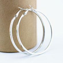 Free Shipping 1 Pair Silver Color Women Amazing Heart Circle Hoop Earrings Fashion Jewelry 40/50/60mm 2024 - buy cheap