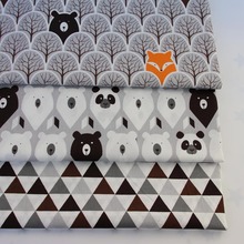 mylb 160CM*50CM cotton fabric cartoon grey trees fox bear panda black brown tri angle for DIY kids baby bedding decoration craft 2024 - buy cheap